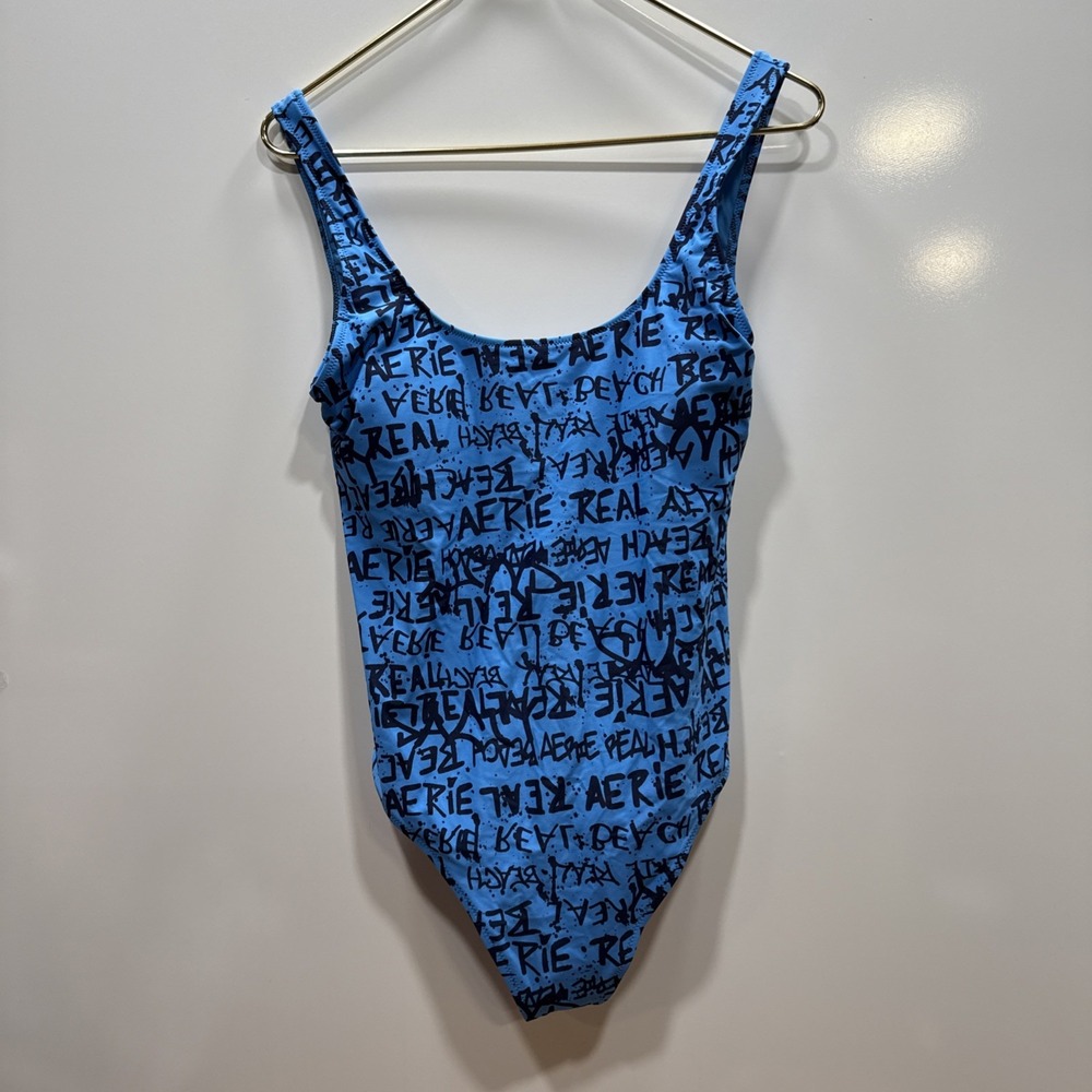 Aerie‎ One Piece Swimsuit Blue All Over Print Print Women's Large NWOT